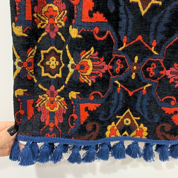 Zara tapestry tassels mini skirt Sz Large NWT - Picture 4 of 8